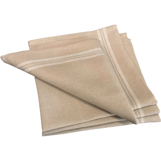 Leinen Stoffserviette LANDHAUS 6er-Pack in Beige+Weiß Muster Streifen von Erika Vaitkute Größe 46x46 cm