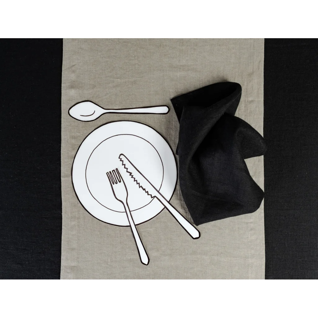 Leinen Stoffserviette RUTA 6er-Pack in Schwarz von Erika Vaitkute Größe 43x43 cm