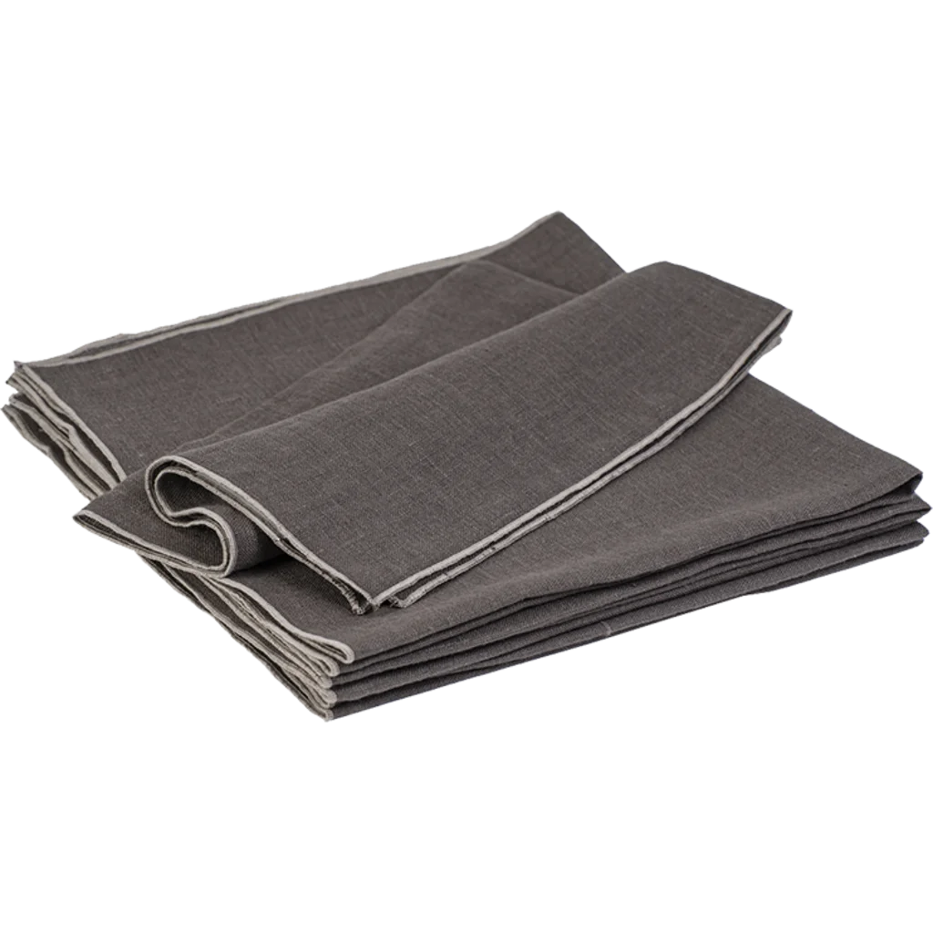 Leinen Stoffserviette VILNIA 6er-Pack in Braun+Beige von Erika Vaitkute Größe 47x47 cm