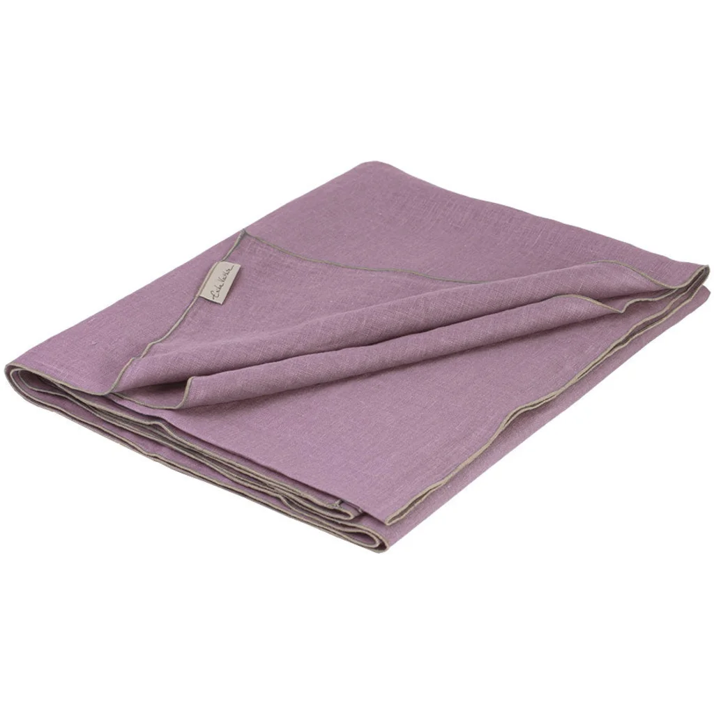 Leinen Strandtuch VILNIA in Flieder+Beige Lila+Beige von Erika Vaitkute Größe 100x200 cm