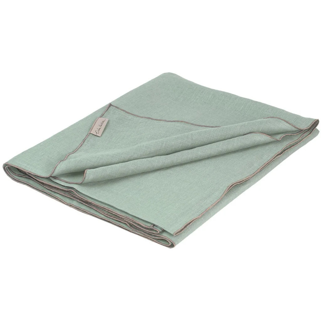 Leinen Strandtuch VILNIA in Mint+Beige Grün+Beige von Erika Vaitkute Größe 100x200 cm