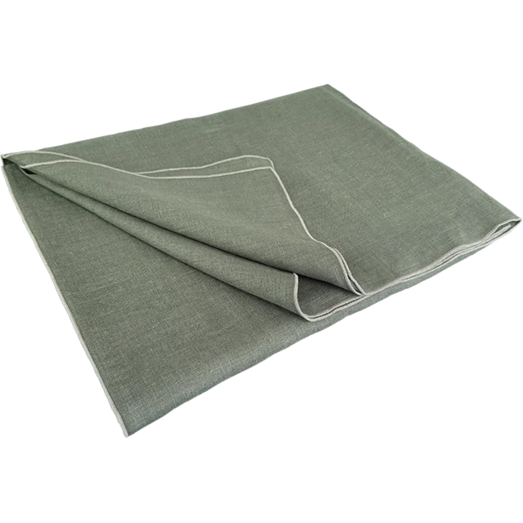 Leinen Strandtuch VILNIA in Waldgrün+Beige Grün+Beige von Erika Vaitkute Größe 100x200 cm