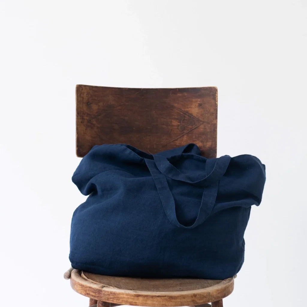 Leinen Tasche in Dunkelblau Blau von Linen Tales Größe 54 cm breit+ 60 cm lang