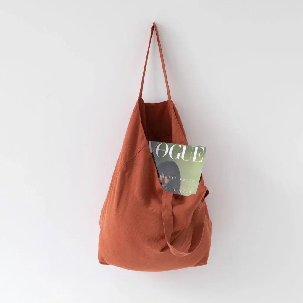 Leinen Tasche in Terra Orange von Linen Tales Größe 54 cm breit+ 60 cm lang