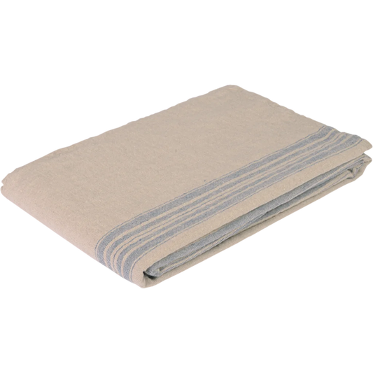Leinen Tischdecke JARA in Beige+Blau Muster Streifen von Erika Vaitkute Größe 138x180 cm