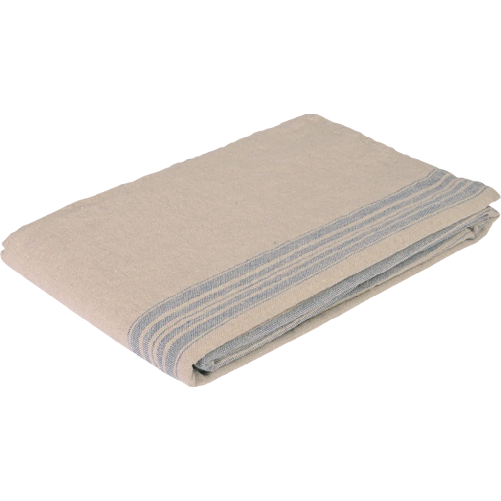Leinen Tischdecke JARA in Beige+Blau Muster Streifen von Erika Vaitkute Größe 138x250 cm