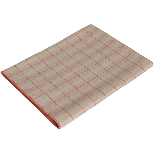 Leinen Tischdecke ULA in Beige+Koralle Beige+Orange Muster Karo von Erika Vaitkute Größe 145x145 cm