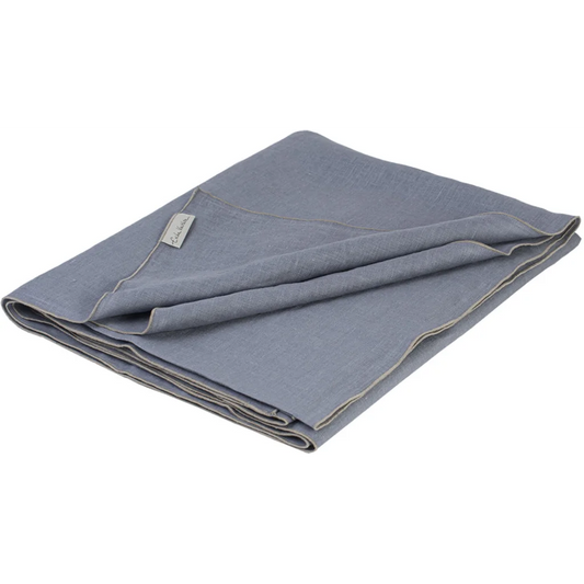 Leinen Tischdecke VILNIA in Taubenblau+Beige Blau+Beige von Erika Vaitkute Größe 145x145 cm