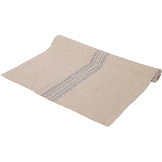 Leinen Tischläufer JARA in Beige+Blau Muster Streifen von Erika Vaitkute Größe 43x150 cm