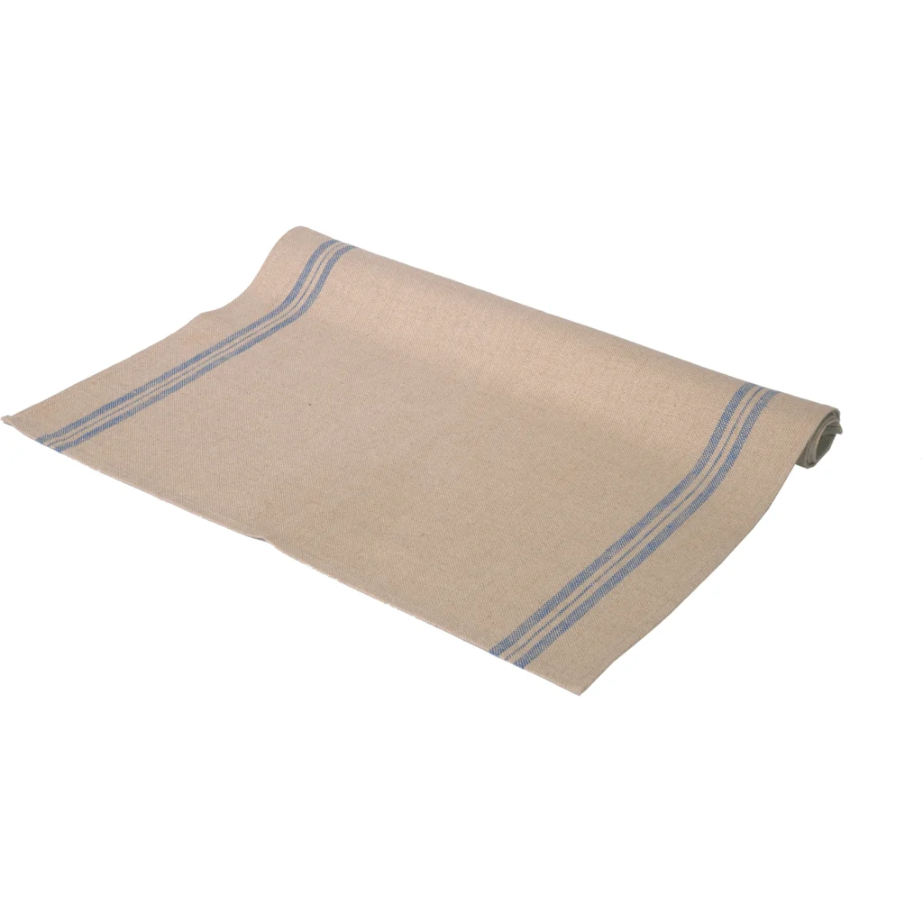 Leinen Tischläufer LANDHAUS in Beige+Blau Muster Streifen von Erika Vaitkute Größe 46x150 cm