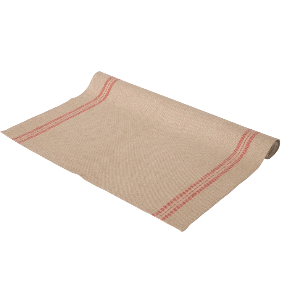 Leinen Tischläufer LANDHAUS in Beige+Rot Muster Streifen von Erika Vaitkute Größe 46x150 cm