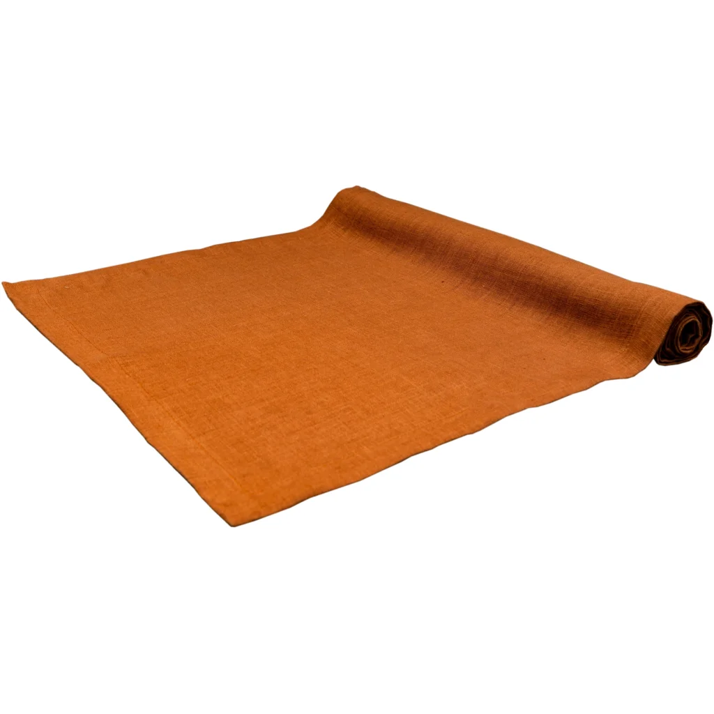 Leinen Tischläufer RUTA in Bernstein Orange von Erika Vaitkute Größe 40x140 cm