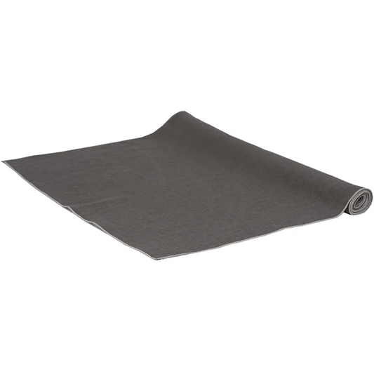 Leinen Tischläufer VILNIA in Braun+Beige von Erika Vaitkute Größe 47x147 cm