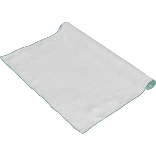 Leinen Tischläufer VILNIA weiß mit bunter Umkettelung in Weiß+Mint Weiß+Grün von Erika Vaitkute Größe 47x147 cm
