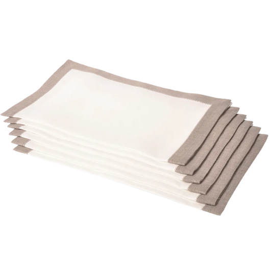 Leinen Tischset ALANTA 6er-Pack in Creme+Beige von Erika Vaitkute Größe 50x38 cm