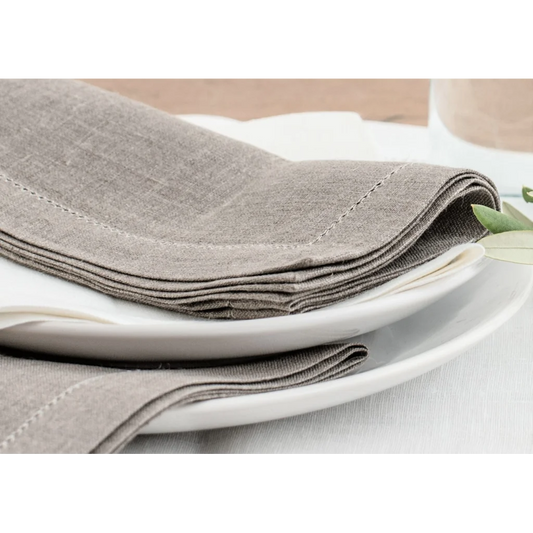 Leinen Tischset ALANTA 6er-Pack in Creme+Beige von Erika Vaitkute Größe 50x38 cm