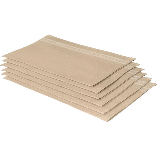 Leinen Tischset LANDHAUS 6er-Pack in Beige+Weiß Muster Streifen von Erika Vaitkute Größe 46x37 cm