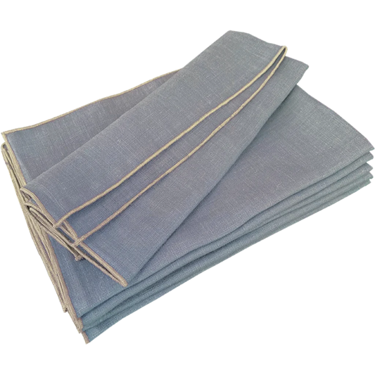 Leinen Tischset VILNIA 6er-Pack in Taubenblau+Beige Blau+Beige von Erika Vaitkute Größe 47x37 cm