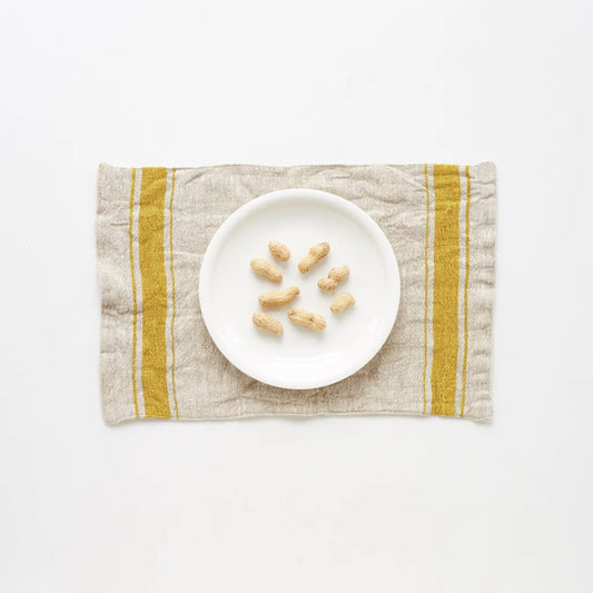 Leinen Tischset Vintage 2er-Pack in Creme+Senfgelb Creme+Gelb Muster Streifen von Linen Tales Größe 40x25 cm