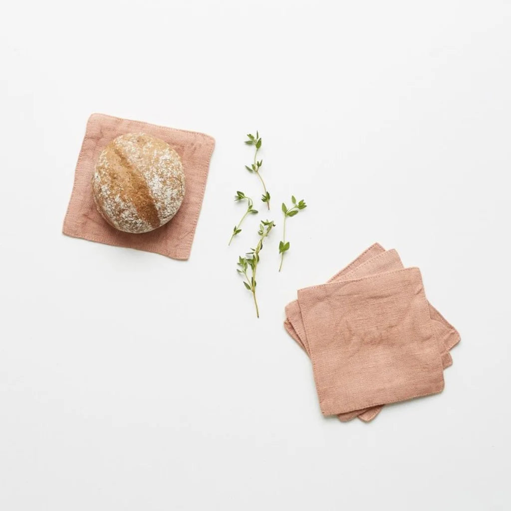 Leinen Untersetzer 4er-Pack in Apricot Orange von Linen Tales Größe 15x15 cm