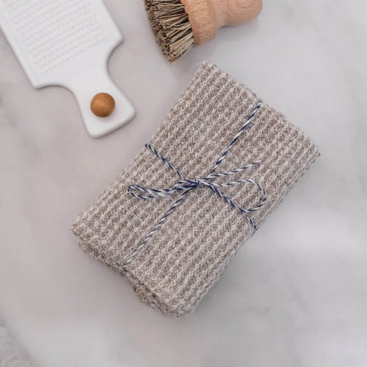 Leinen Waffelpiqué Spüllappen 2er-Pack in Beige von Linen Tales Größe 26x26 cm