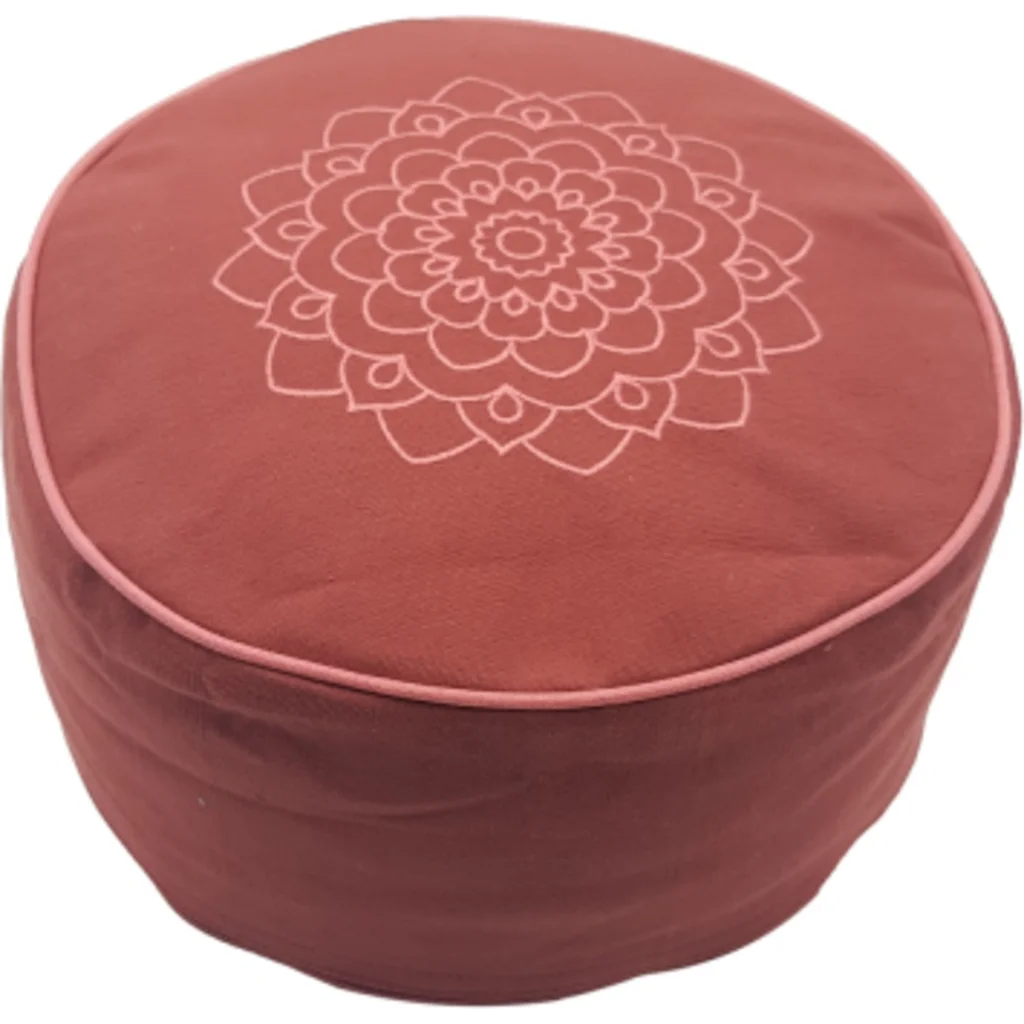 Meditationskissen+Yogakissen rund mit Stickerei in Rost  Rot  von Frida Feeling Größe Ø 30 cm Höhe 15 cm