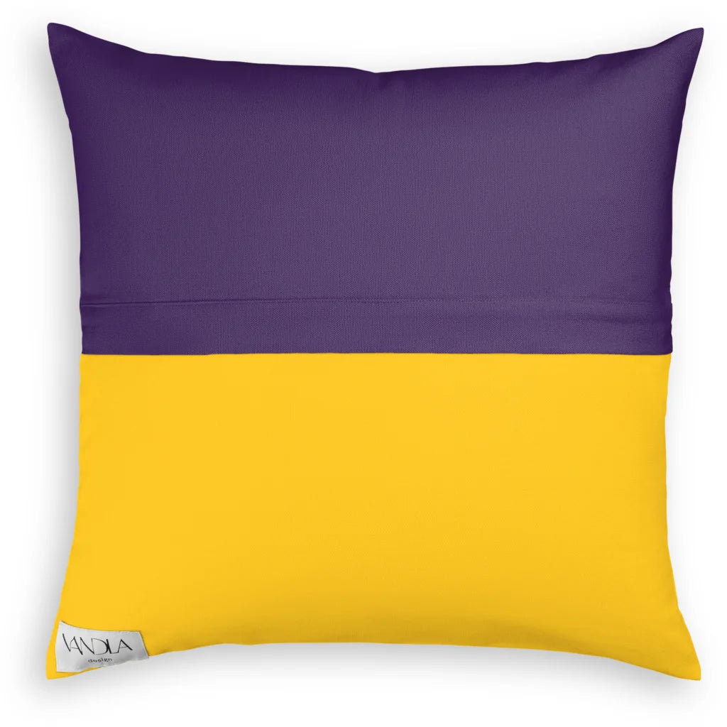 Modulare Kissenhülle Farbkombinationen mit Lila in Lila+Gelb von Vandla design Größe 40x40 cm