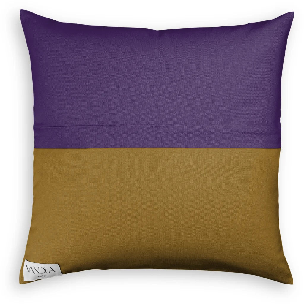 Modulare Kissenhülle Farbkombinationen mit Lila in Lila+Hellbraun Lila+Braun von Vandla design Größe 50x50 cm