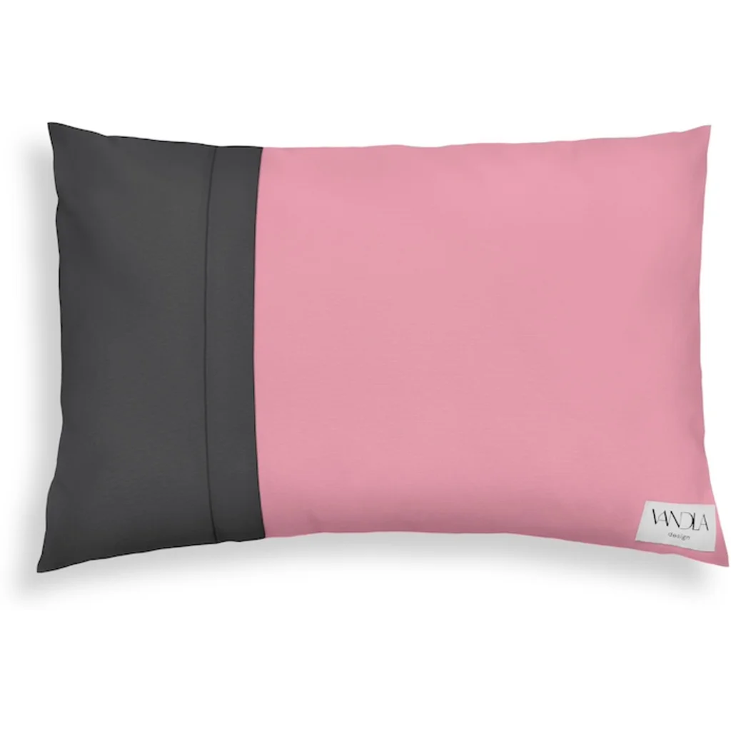 Modulare Kissenhülle rechteckig Farbkombinationen mit Altrosa in Altrosa+Anthrazit Rosa+Grau von Vandla design Größe 40x60 cm