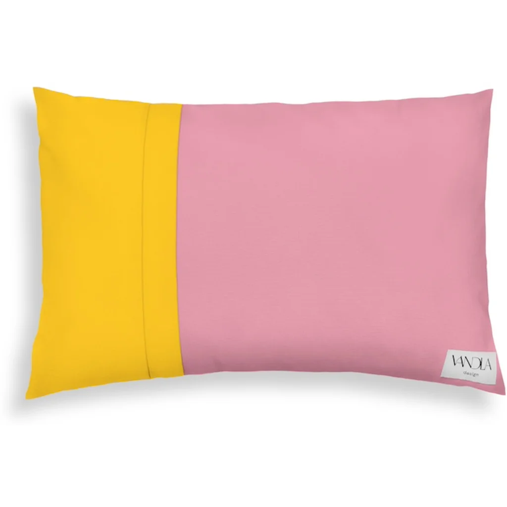 Modulare Kissenhülle rechteckig Farbkombinationen mit Altrosa in Altrosa+Gelb Rosa+Gelb von Vandla design Größe 40x60 cm