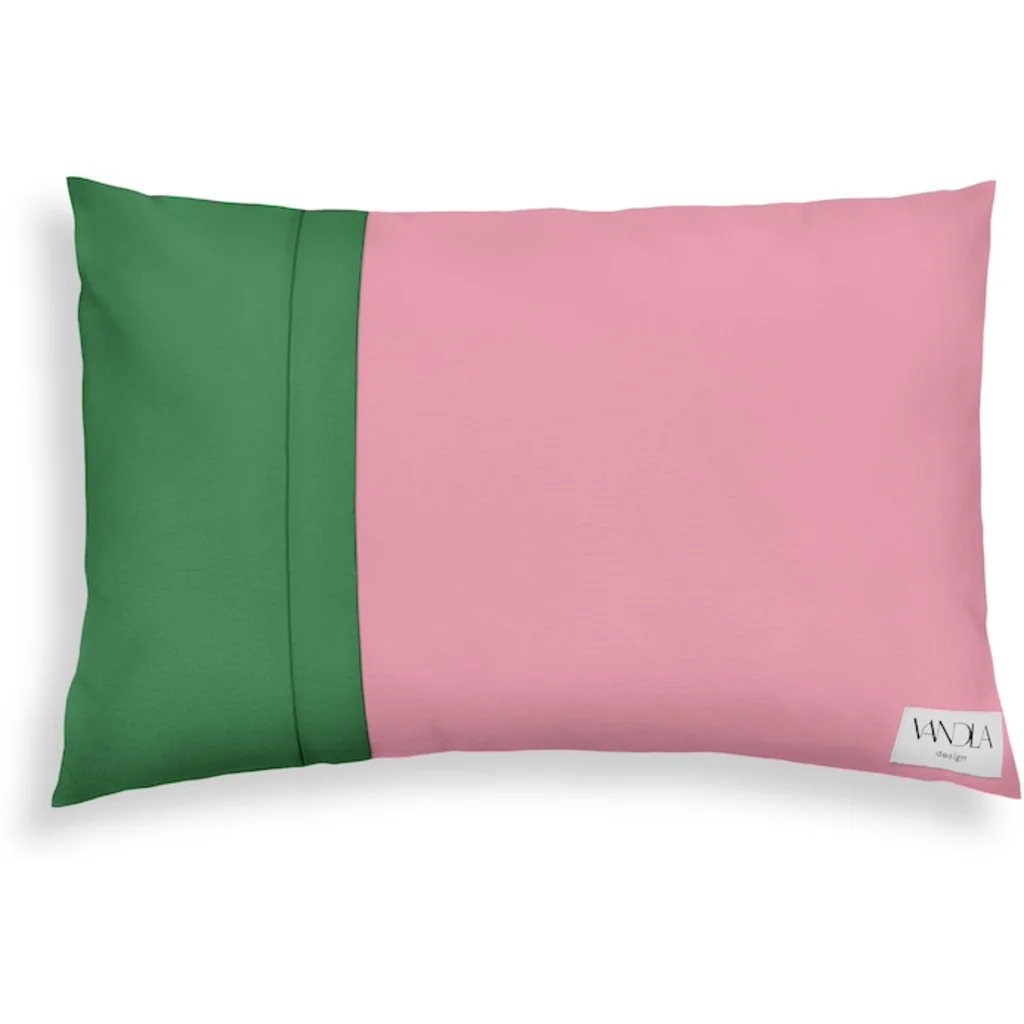Modulare Kissenhülle rechteckig Farbkombinationen mit Altrosa in Altrosa+Grün Rosa+Grün von Vandla design Größe 40x60 cm