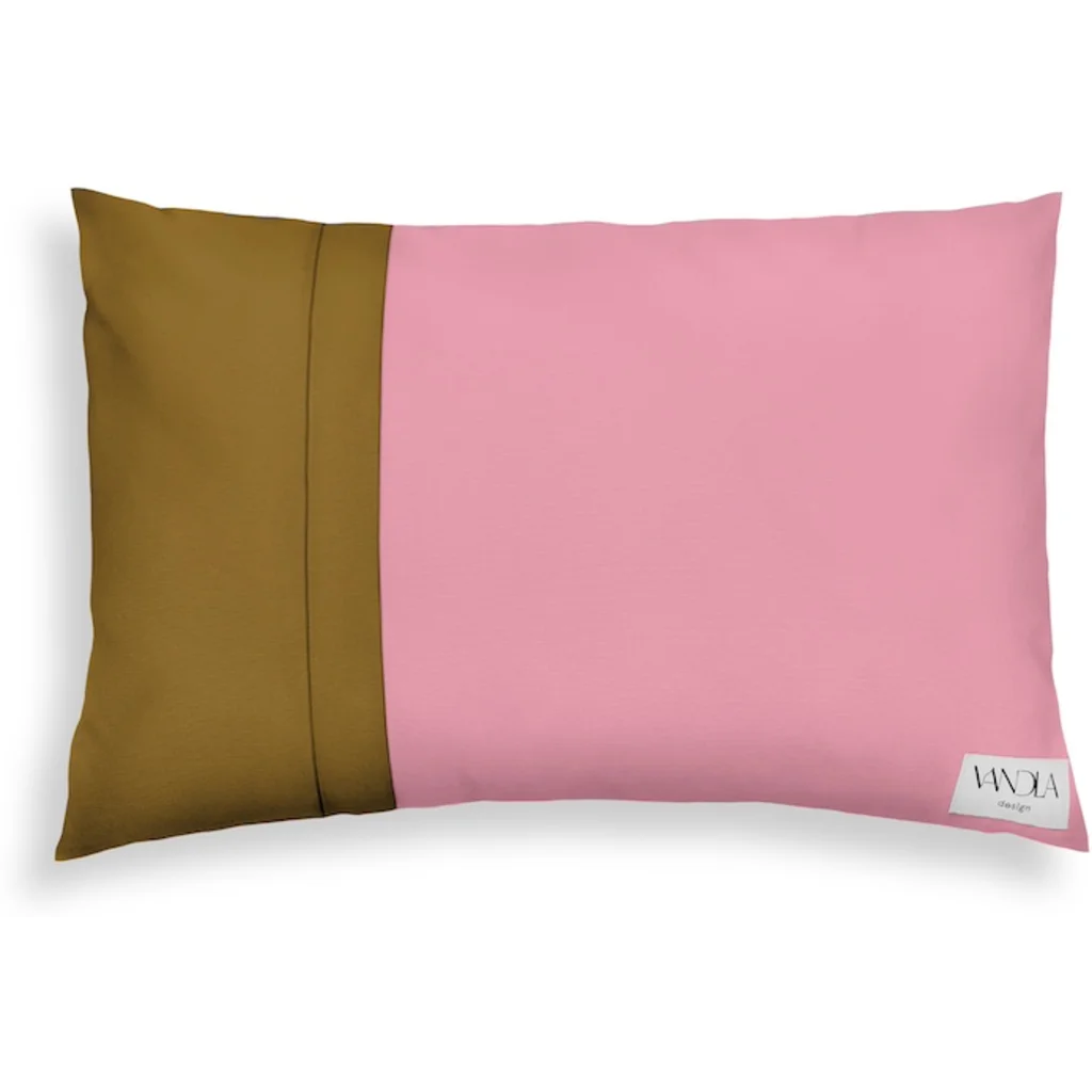 Modulare Kissenhülle rechteckig Farbkombinationen mit Altrosa in Altrosa+Hellbraun Rosa+Braun von Vandla design Größe 40x60 cm