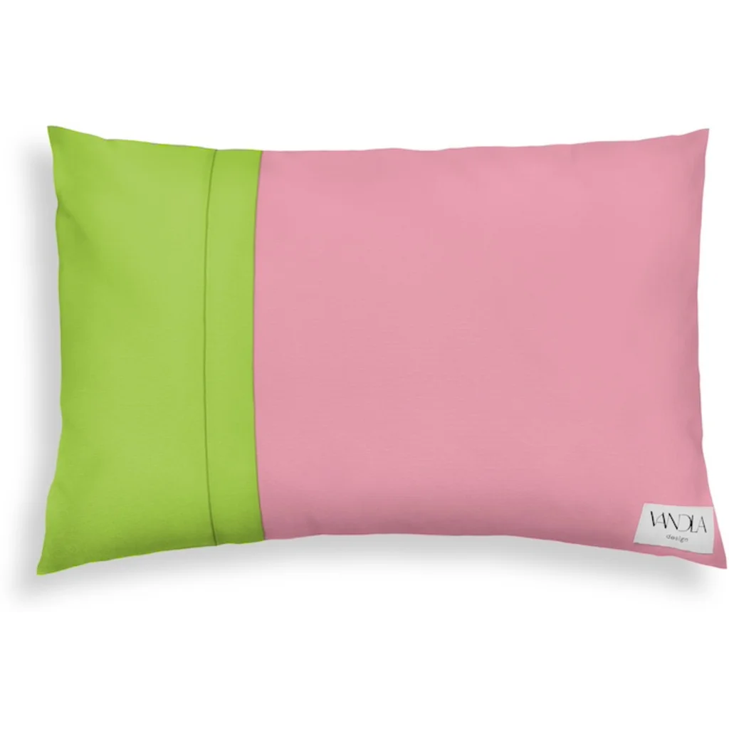 Modulare Kissenhülle rechteckig Farbkombinationen mit Altrosa in Altrosa+Limette Rosa+Grün von Vandla design Größe 40x60 cm