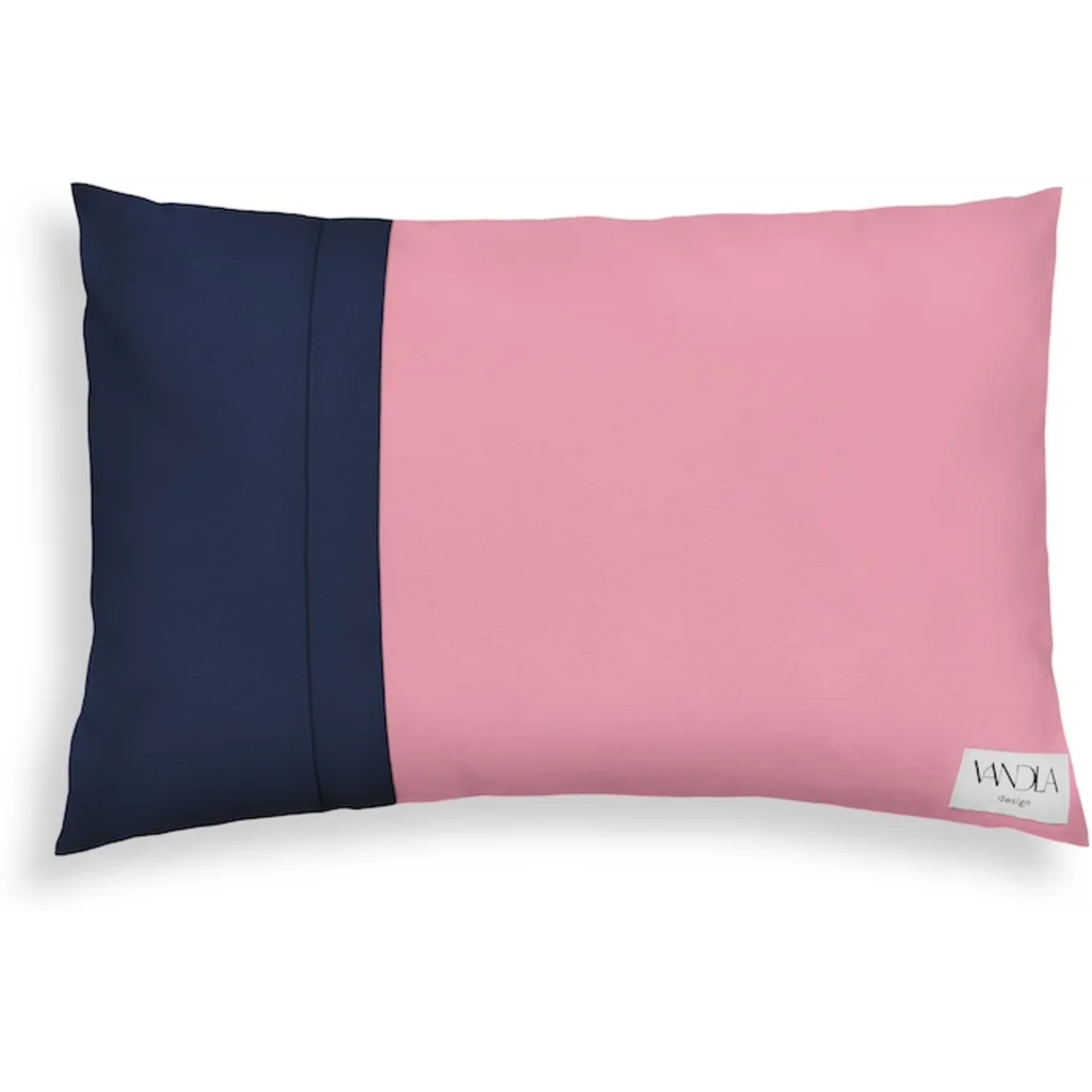 Modulare Kissenhülle rechteckig Farbkombinationen mit Altrosa in Altrosa+Marine Rosa+Blau von Vandla design Größe 40x60 cm