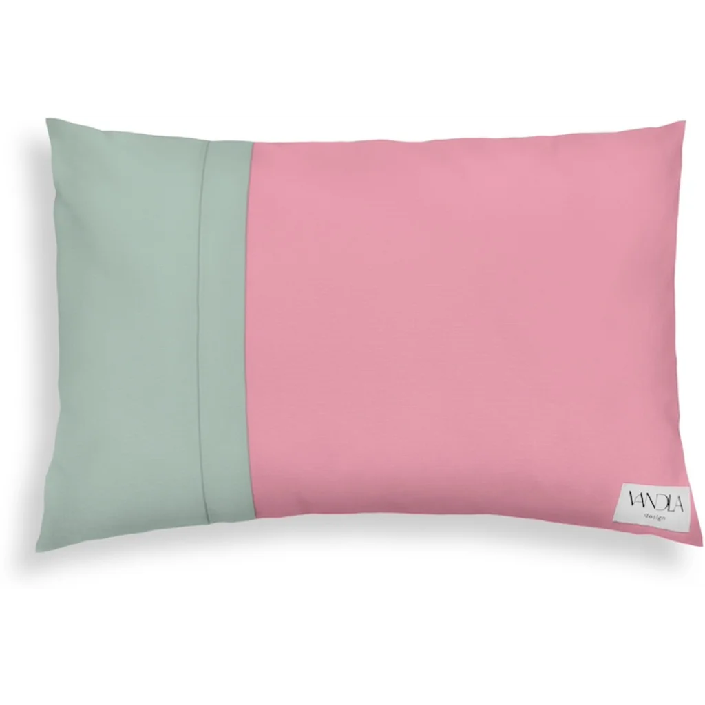 Modulare Kissenhülle rechteckig Farbkombinationen mit Altrosa in Altrosa+Mint Rosa+Grün von Vandla design Größe 40x60 cm