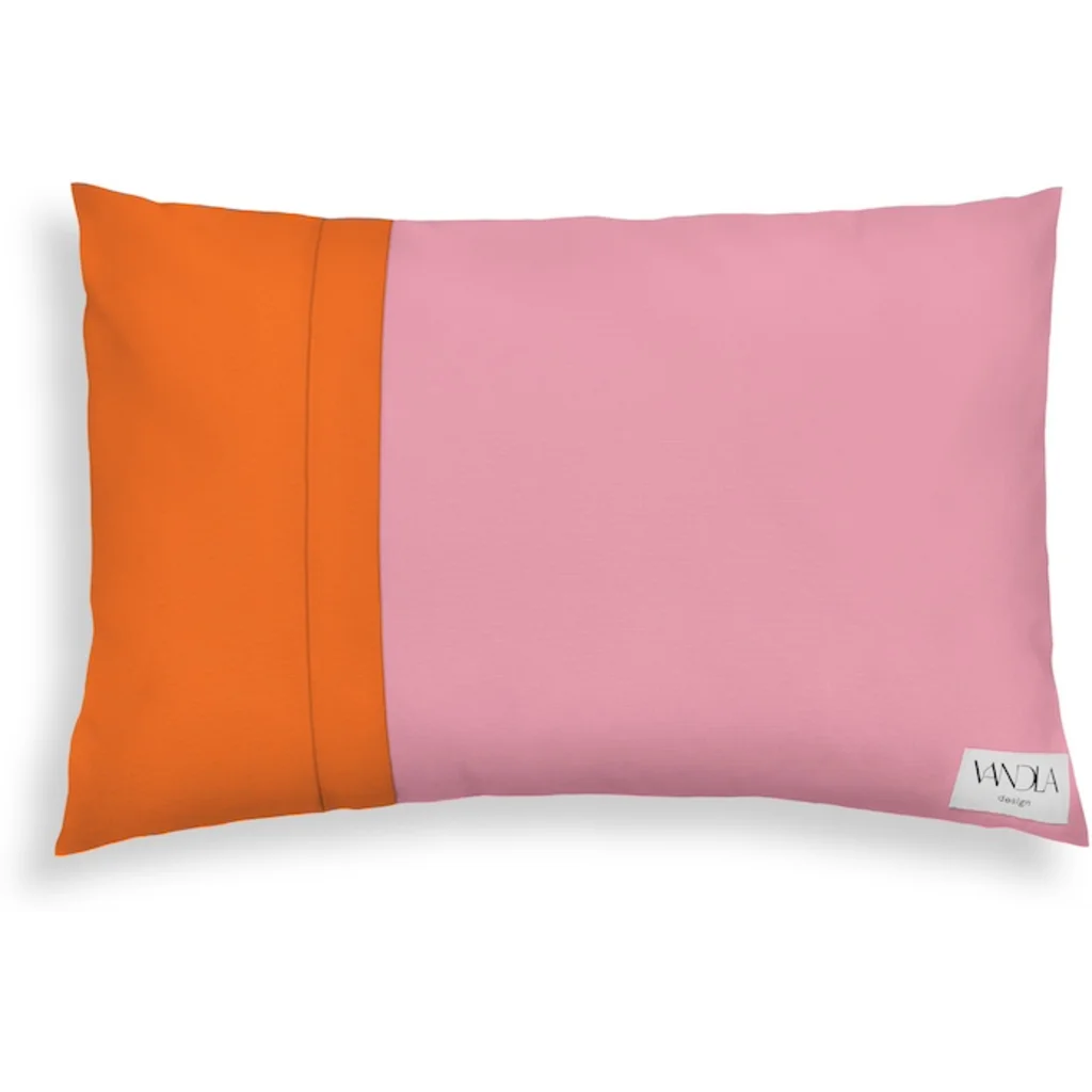 Modulare Kissenhülle rechteckig Farbkombinationen mit Altrosa in Altrosa+Orange Rosa+Orange von Vandla design Größe 40x60 cm