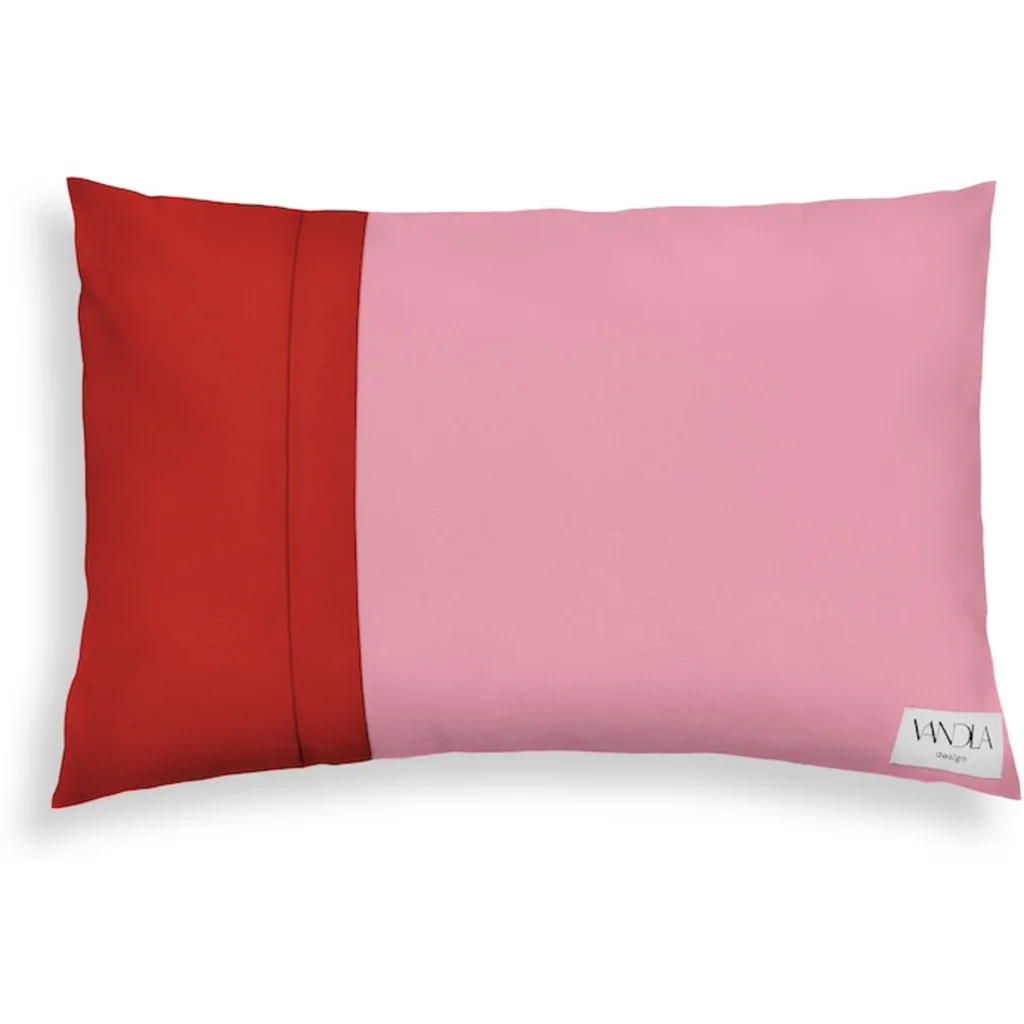 Modulare Kissenhülle rechteckig Farbkombinationen mit Altrosa in Altrosa+Rot Rosa+Rot von Vandla design Größe 40x60 cm