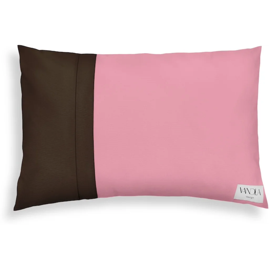 Modulare Kissenhülle rechteckig Farbkombinationen mit Altrosa in Altrosa+Schoko Rosa+Braun von Vandla design Größe 40x60 cm