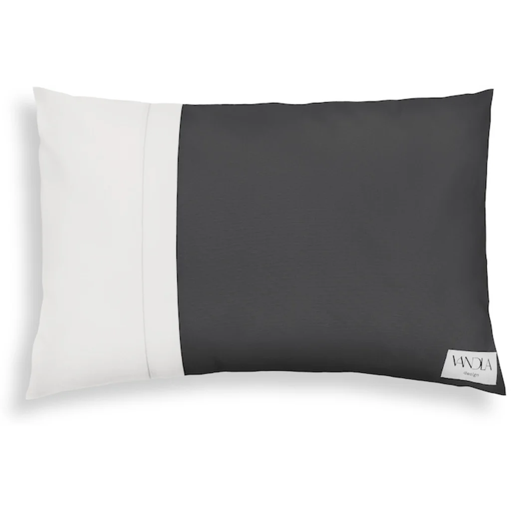 Modulare Kissenhülle rechteckig Farbkombinationen mit Anthrazit in Anthrazit+Weiß Grau+Weiß von Vandla design Größe 40x60 cm