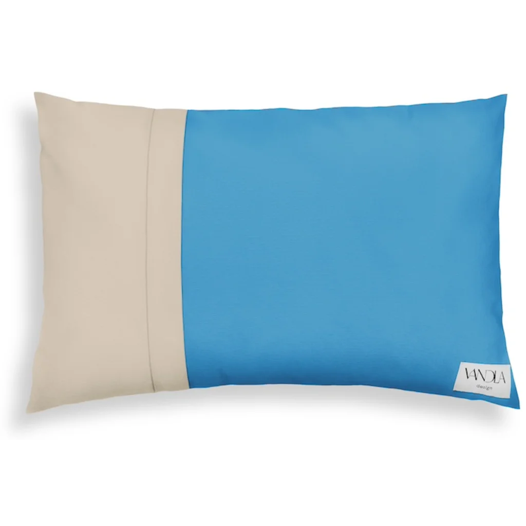 Modulare Kissenhülle rechteckig Farbkombinationen mit Atlantik in Atlantik+Beige Blau+Beige von Vandla design Größe 40x60 cm