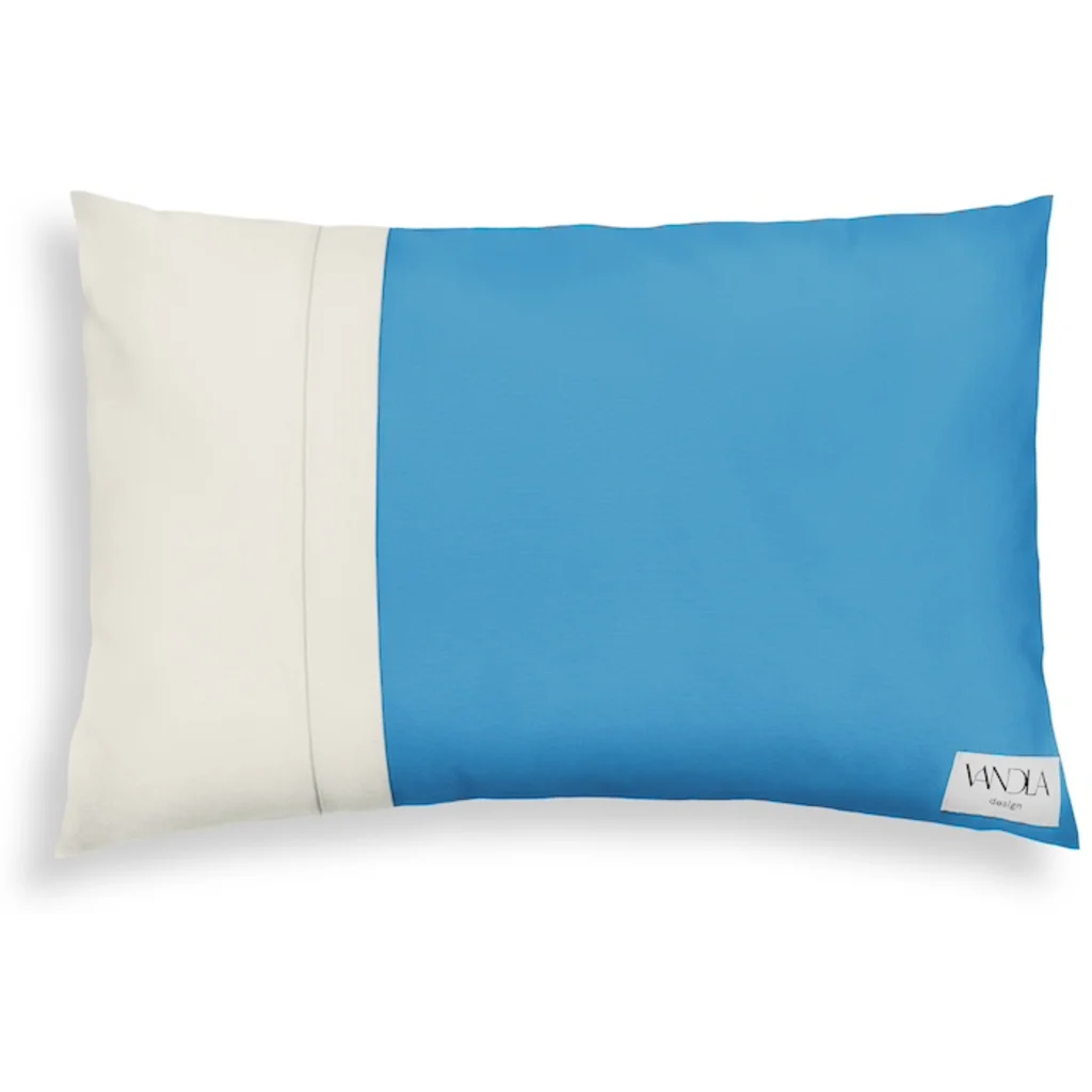 Modulare Kissenhülle rechteckig Farbkombinationen mit Atlantik in Atlantik+Creme Blau+Creme von Vandla design Größe 40x60 cm