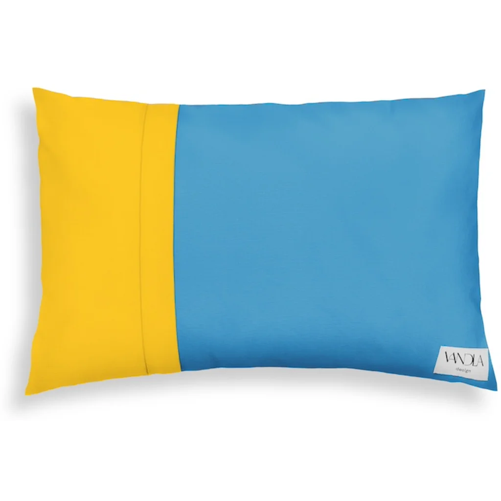 Modulare Kissenhülle rechteckig Farbkombinationen mit Atlantik in Atlantik+Gelb Blau+Gelb von Vandla design Größe 40x60 cm