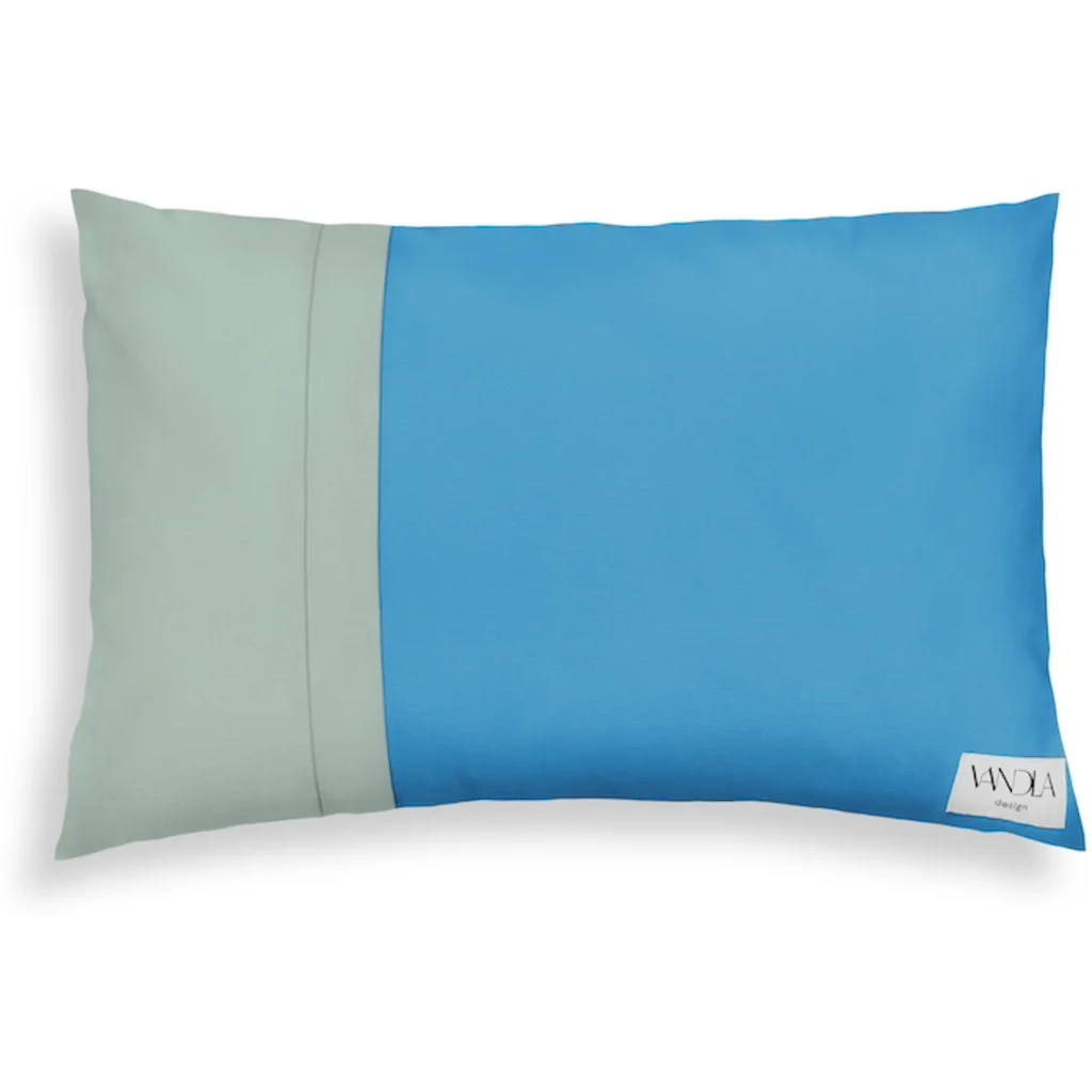 Modulare Kissenhülle rechteckig Farbkombinationen mit Atlantik in Atlantik+Mint Blau+Grün von Vandla design Größe 40x60 cm