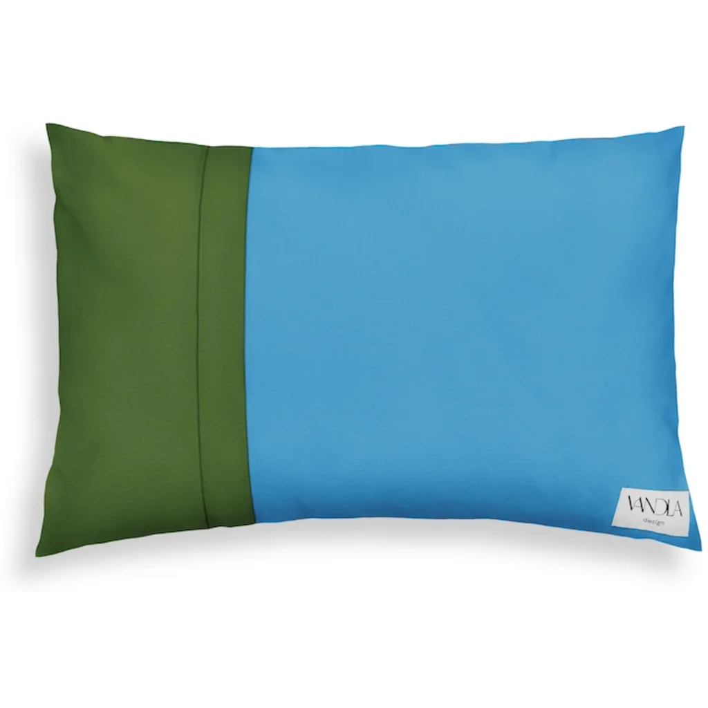 Modulare Kissenhülle rechteckig Farbkombinationen mit Atlantik in Atlantik+Waldgrün Blau+Grün von Vandla design Größe 40x60 cm