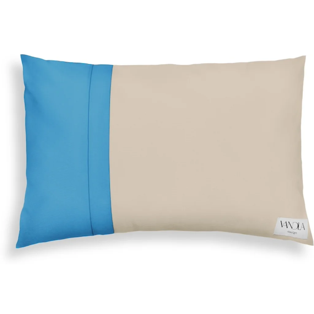 Modulare Kissenhülle rechteckig Farbkombinationen mit Beige in Beige+Atlantik Beige+Blau von Vandla design Größe 40x60 cm