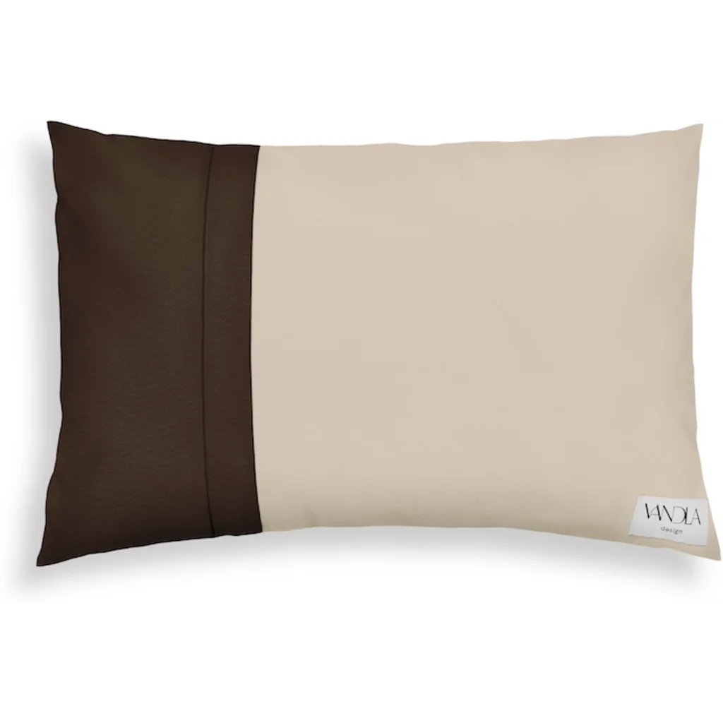 Modulare Kissenhülle rechteckig Farbkombinationen mit Beige in Beige+Schoko Beige+Braun von Vandla design Größe 40x60 cm