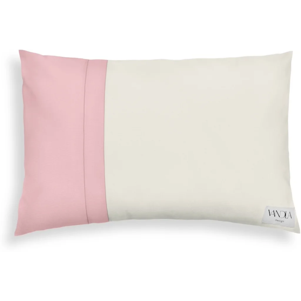 Modulare Kissenhülle rechteckig Farbkombinationen mit Creme in Creme+Zartrosa Creme+Rosa von Vandla design Größe 40x60 cm