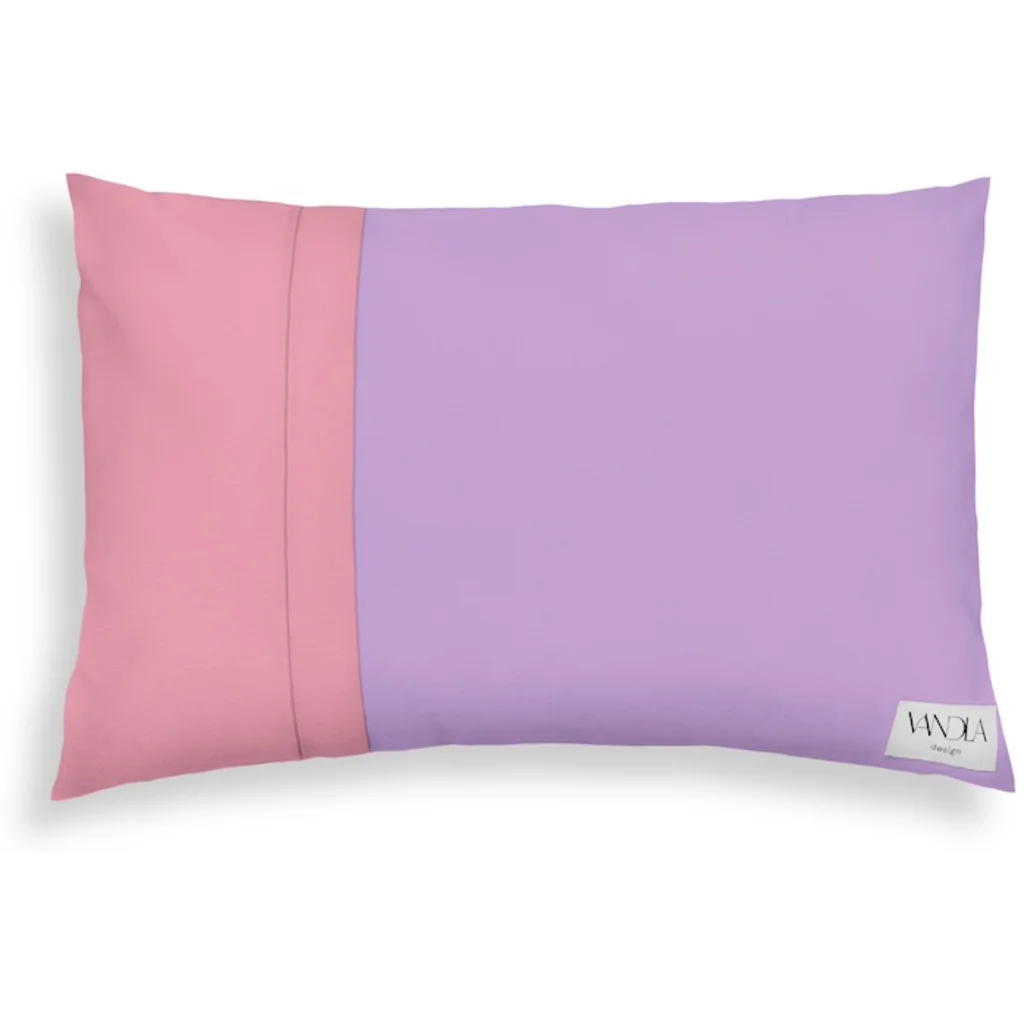 Modulare Kissenhülle rechteckig Farbkombinationen mit Flieder in Flieder+Altrosa Flieder+Rosa von Vandla design Größe 40x60 cm