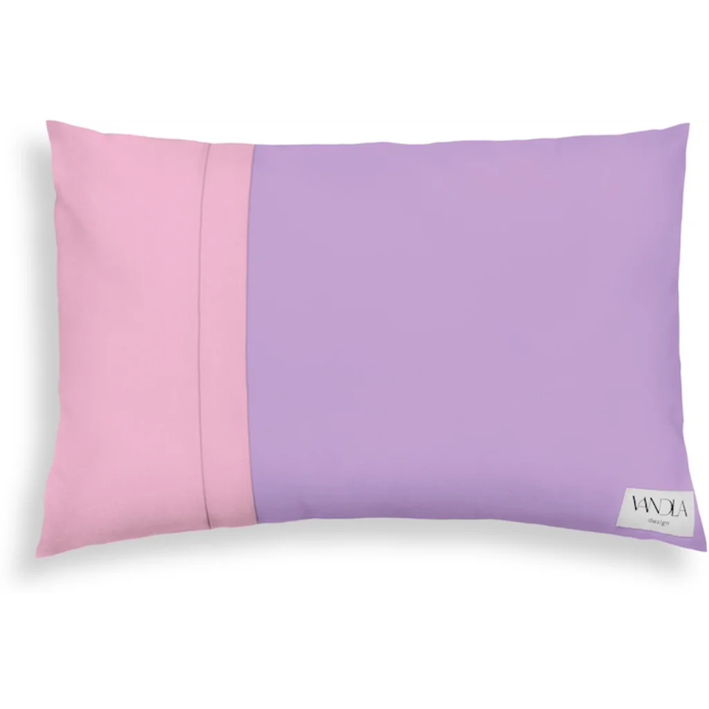 Modulare Kissenhülle rechteckig Farbkombinationen mit Flieder in Flieder+Pink von Vandla design Größe 40x60 cm