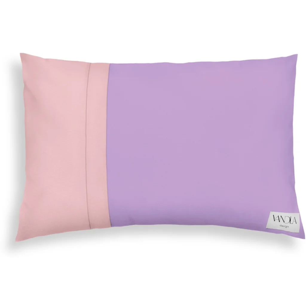 Modulare Kissenhülle rechteckig Farbkombinationen mit Flieder in Flieder+Zartrosa Flieder+Rosa von Vandla design Größe 40x60 cm